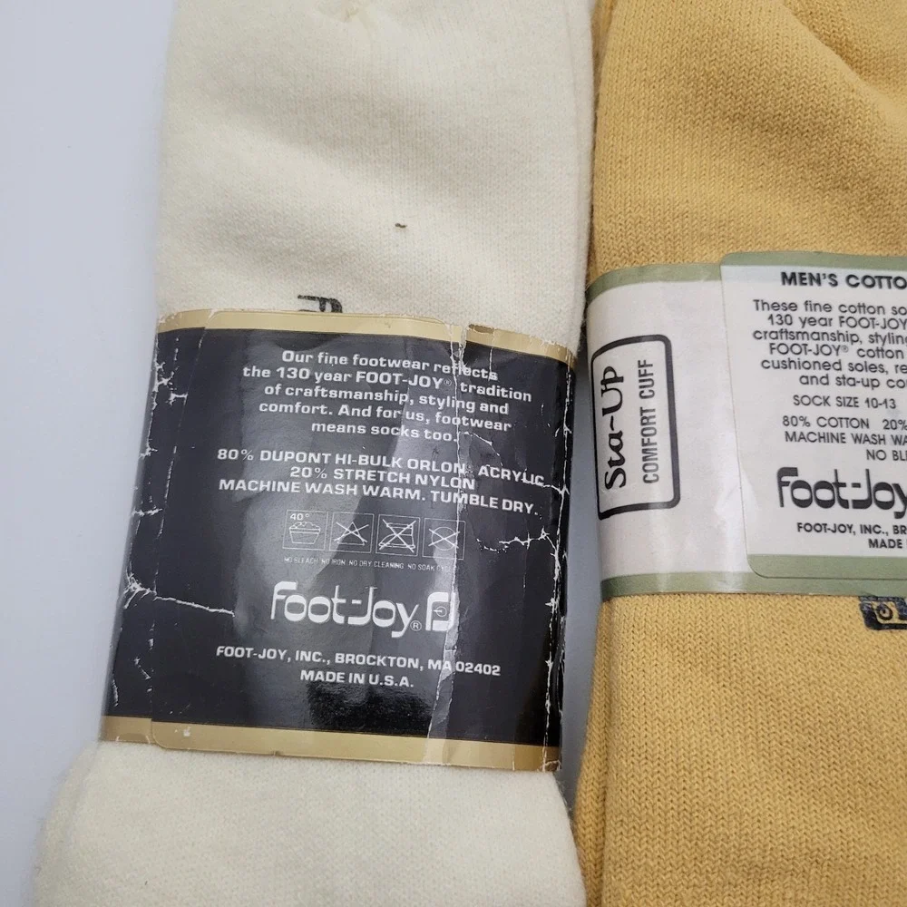 NEW VTG Foot Joy Golf Socks Mens Sock Size 10-13 USA Made NOS Lot Of 3 Pairs